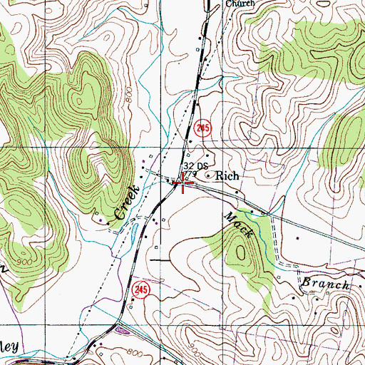 Topographic Map of Rich, TN