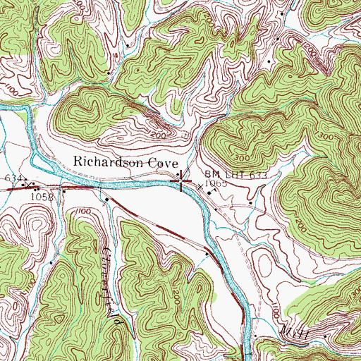 Topographic Map of Richardson Cove, TN