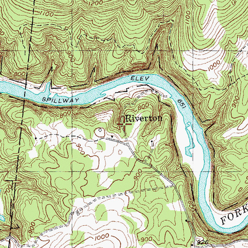 Topographic Map of Riverton, TN