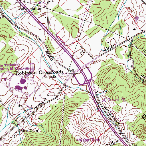 Topographic Map of Robinson Crossroads, TN