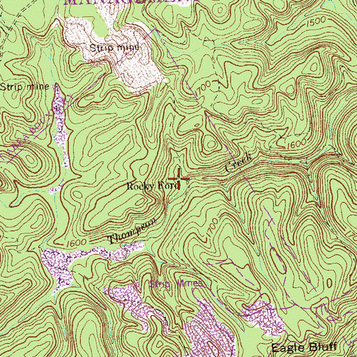 Topographic Map of Rocky Ford, TN