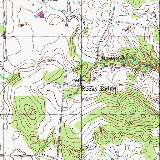 Topographic Map of Rocky Ridge, TN