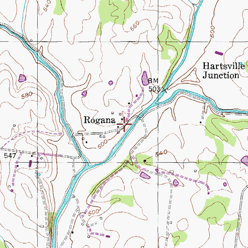 Topographic Map of Rogana, TN