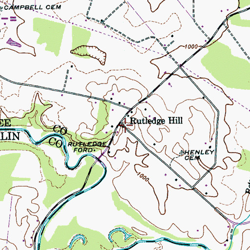 Topographic Map of Ruthledge Hill, TN