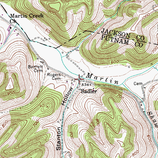 Topographic Map of Sadler, TN
