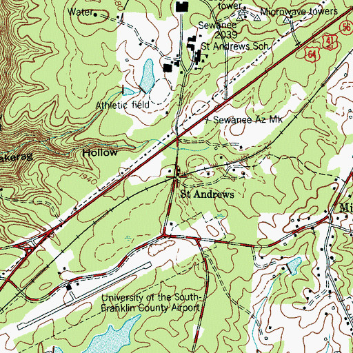 Topographic Map of Saint Andrews, TN