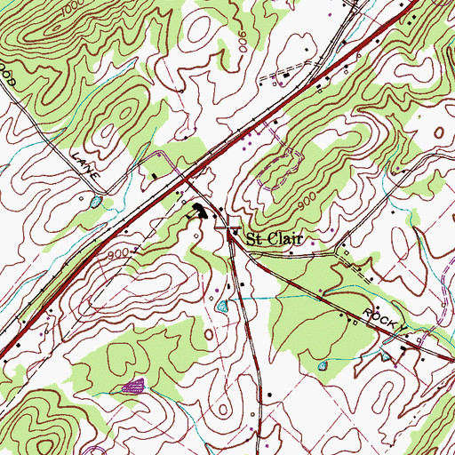 Topographic Map of Saint Clair, TN