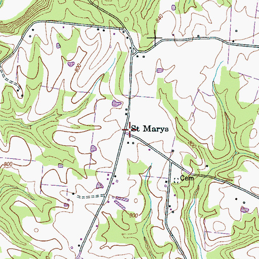 Topographic Map of Saint Marys, TN
