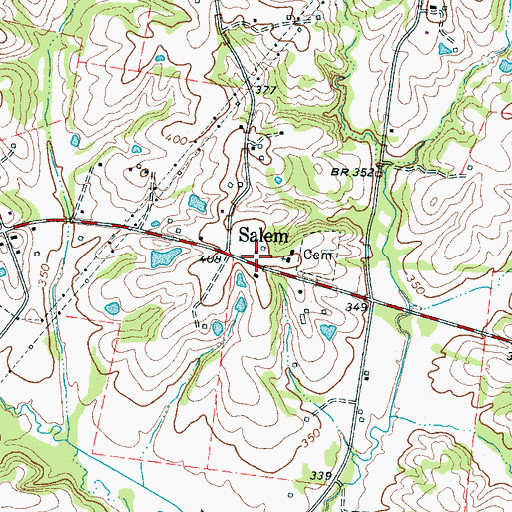 Topographic Map of Salem, TN