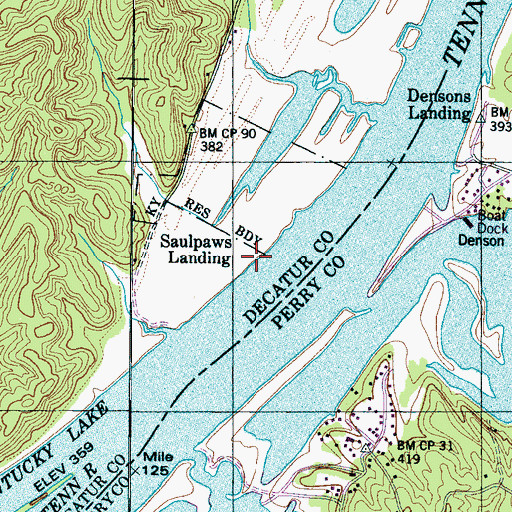 Topographic Map of Saulpaws Landing, TN