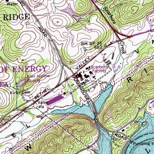 Topographic Map of Scarboro, TN
