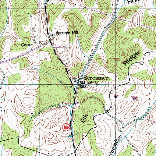 Topographic Map of Screamer, TN