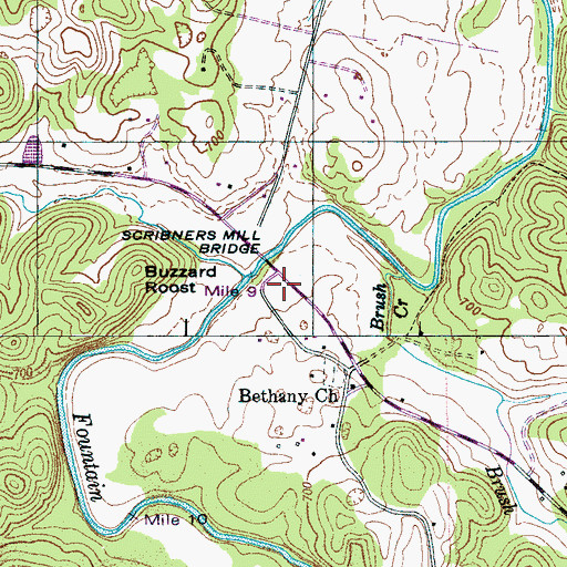Topographic Map of Scribner, TN
