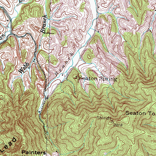 Topographic Map of Seaton Spring, TN