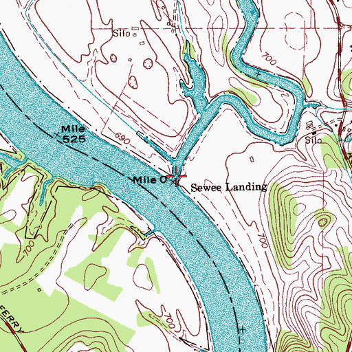 Topographic Map of Sewee Landing, TN