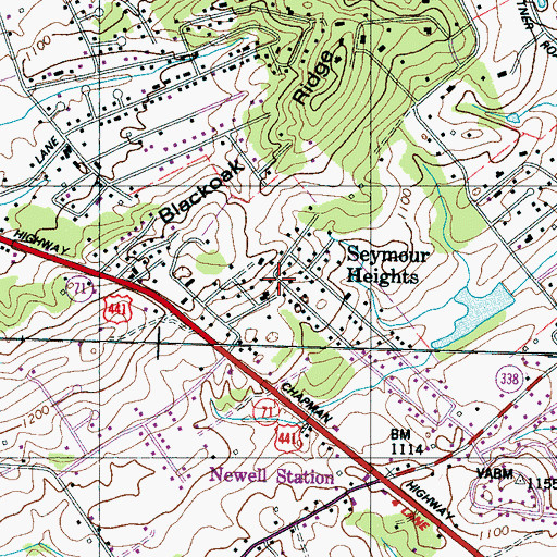 Topographic Map of Seymour Heights, TN