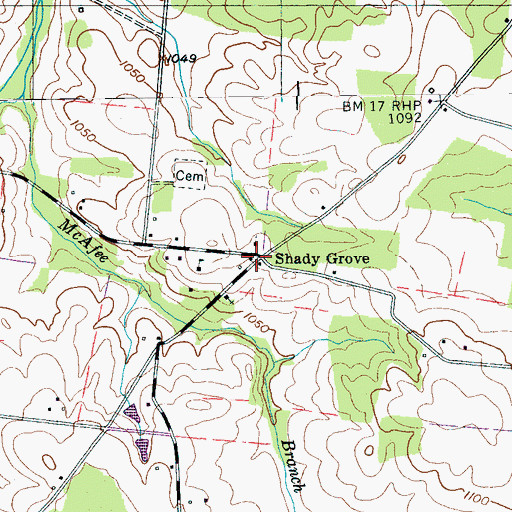Topographic Map of Shady Grove, TN