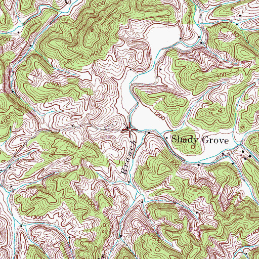 Topographic Map of Shady Grove, TN