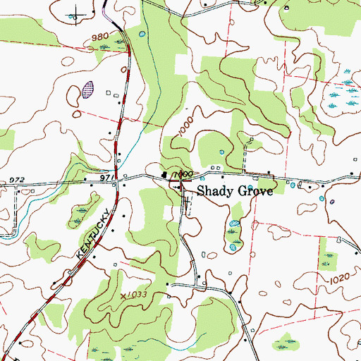 Topographic Map of Shady Grove, TN
