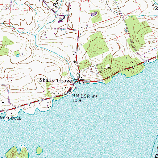Topographic Map of Shady Grove, TN