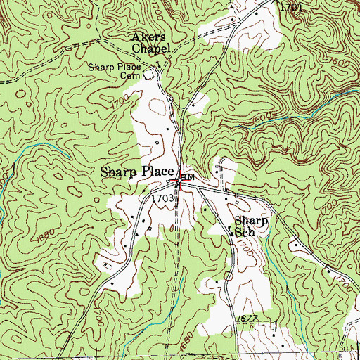 Topographic Map of Sharp Place, TN