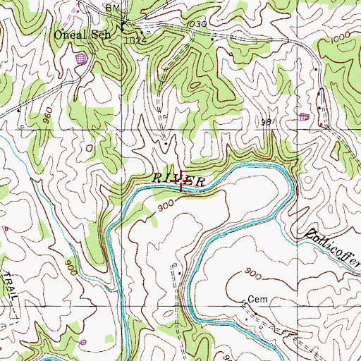 Topographic Map of Davis Mill (historical), TN