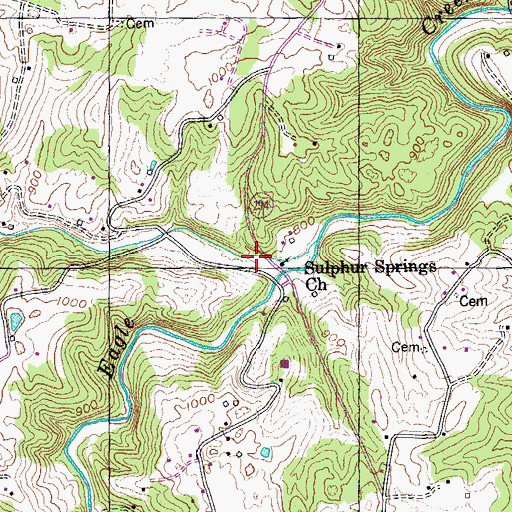 Topographic Map of Frenchs Mill (historical), TN