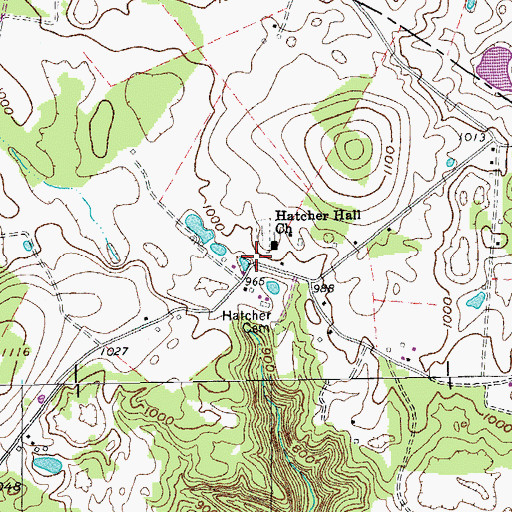 Topographic Map of Hatchers Hall School (historical), TN