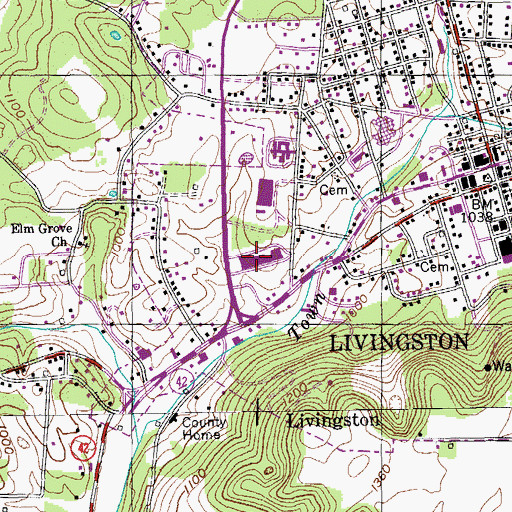 Topographic Map of Overton Plaza Shopping Center, TN