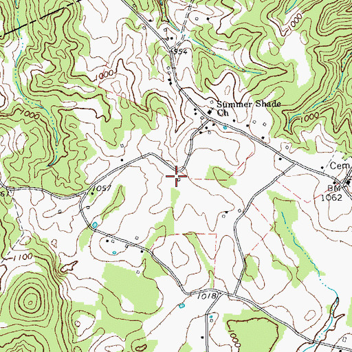 Topographic Map of Summer Shade School (historical), TN