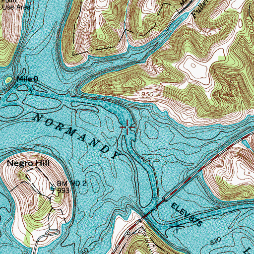Topographic Map of Beckman Ford (historical), TN