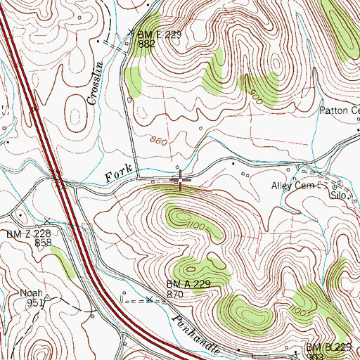 Topographic Map of Boogher Hill School (historical), TN