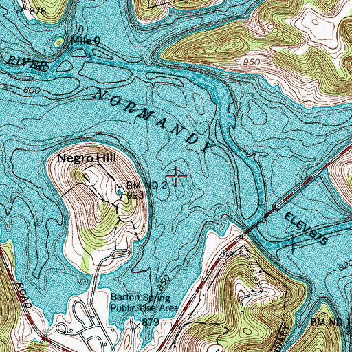 Topographic Map of Brandon Cemetery (historical), TN