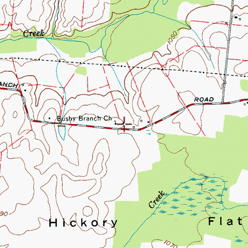 Topographic Map of Brushy Branch School (historical), TN