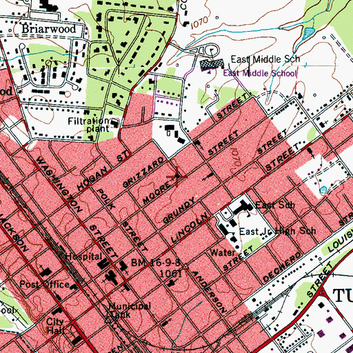 Topographic Map of Church of Jesus Christ Pentacostal, TN