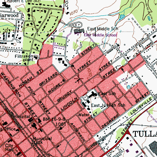 Topographic Map of College Street Baptist Church, TN