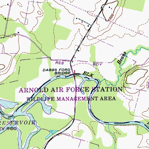 Topographic Map of Dabbs Ford, TN