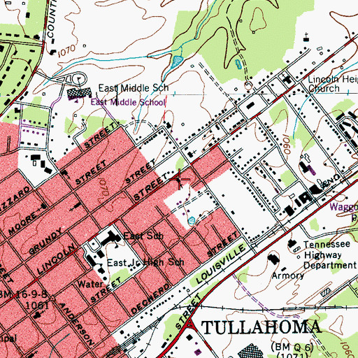 Topographic Map of Emmanuel Church of Christ, TN