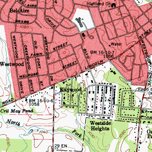 Topographic Map of First Assembly of God Church, TN