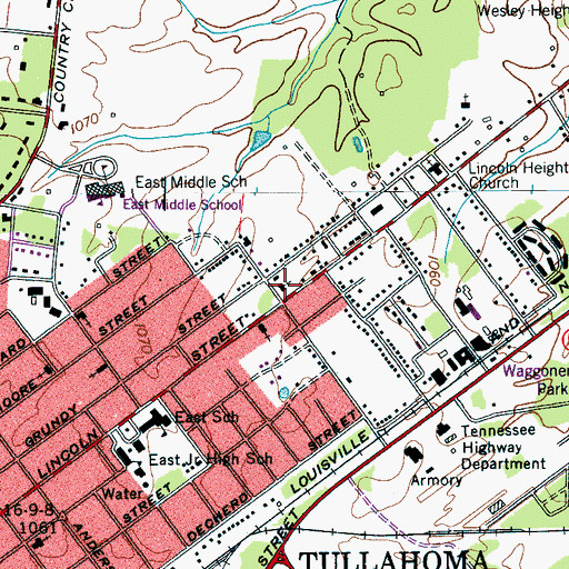 Topographic Map of First Church of Jesus Christ, TN