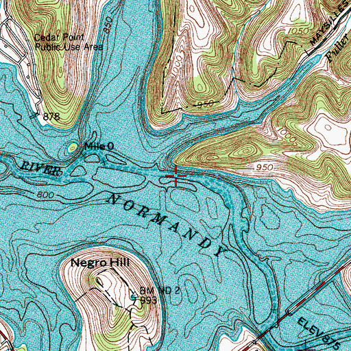 Topographic Map of Hiles Bridge (historical), TN