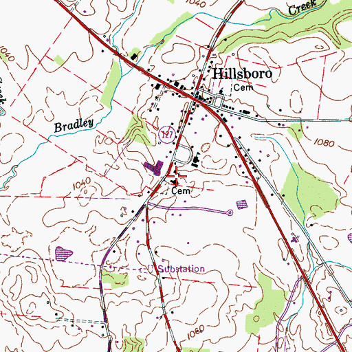 Topographic Map of Hillsboro Baptist Church, TN