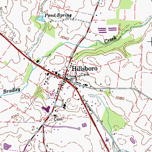 Topographic Map of Hillsboro Cumberland Presbyterian Church, TN