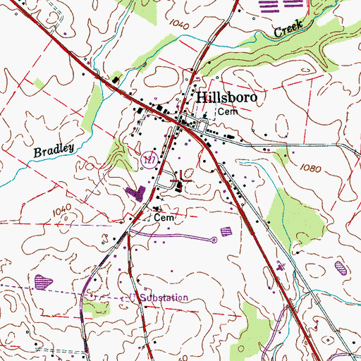 Topographic Map of Hillsboro Elementary School, TN