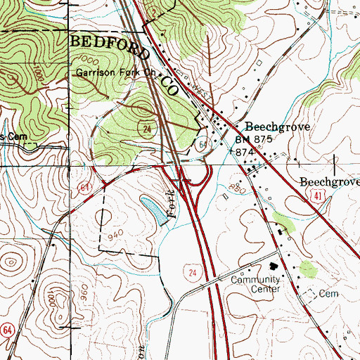 Topographic Map of Interchange 97, TN