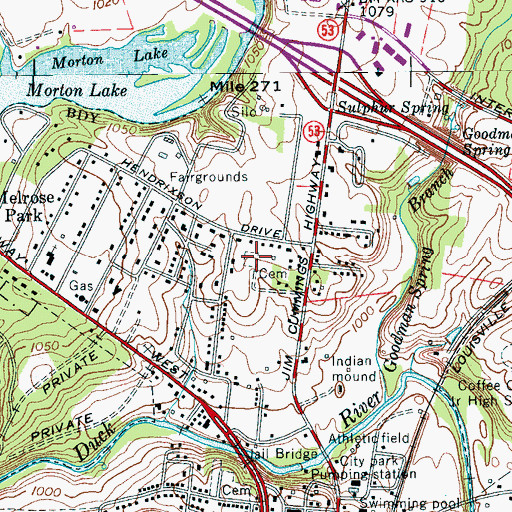 Topographic Map of Manchester Cemetery, TN