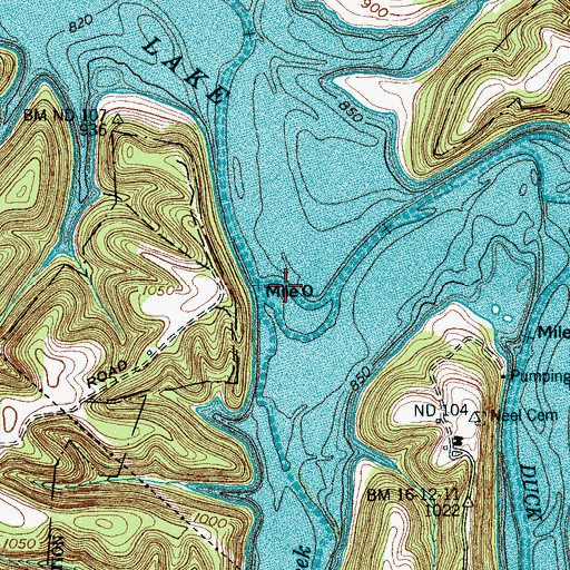 Topographic Map of Old Millrace Ford (historical), TN