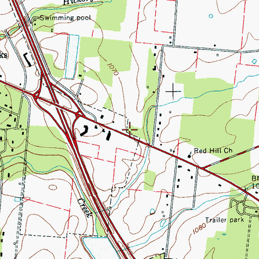 Topographic Map of Red Hill School (historical), TN