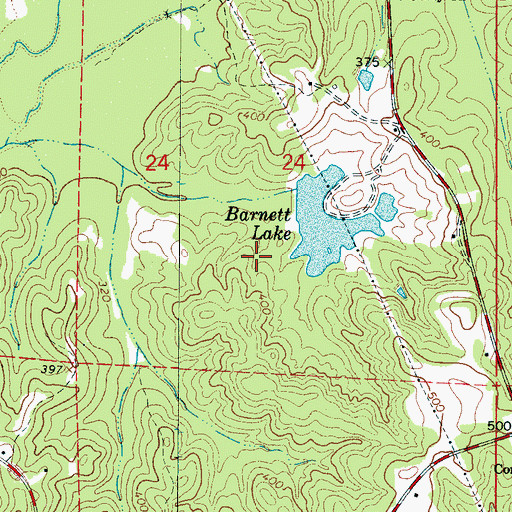 Topographic Map of Barnett Lake Dam, AL