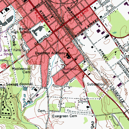 Topographic Map of Southside Park, TN